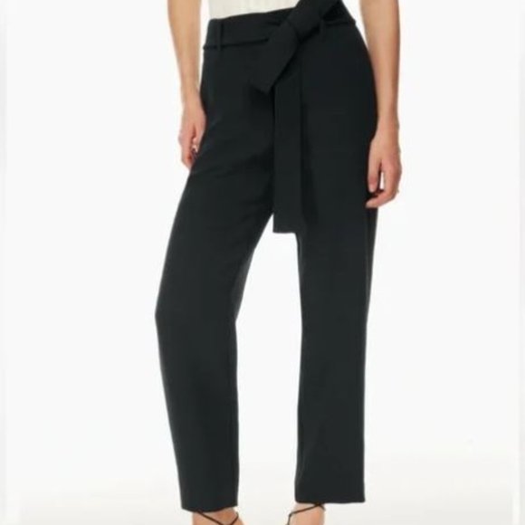 Aritzia Wilfred Tie Front Pant High Waisted Belted Crepe Pants - Picture 1 of 13